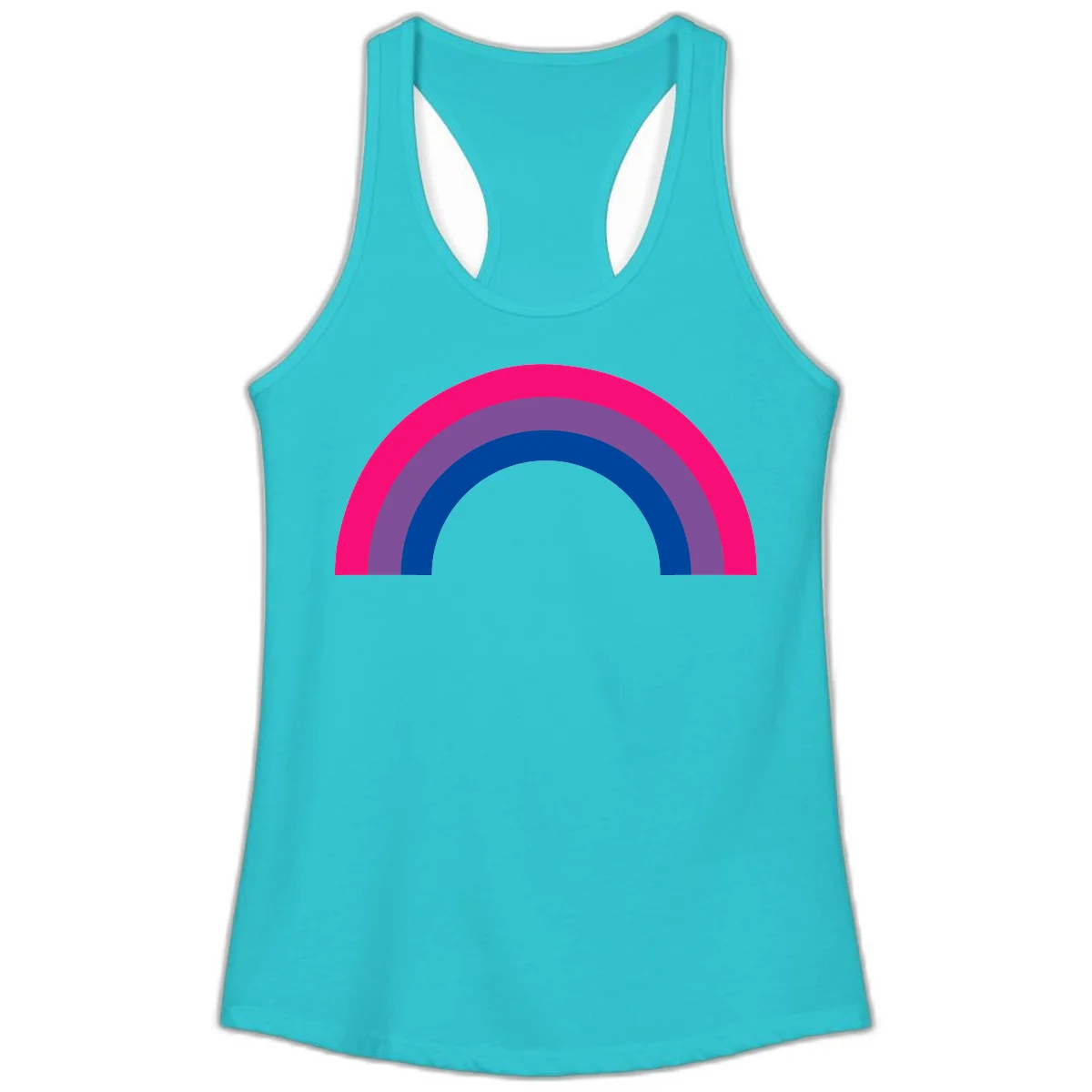 Concentric rainbow pride design featuring four nested semicircular arcs in hot pink, purple, dark blue, and gray. in Solid Tahiti Blue