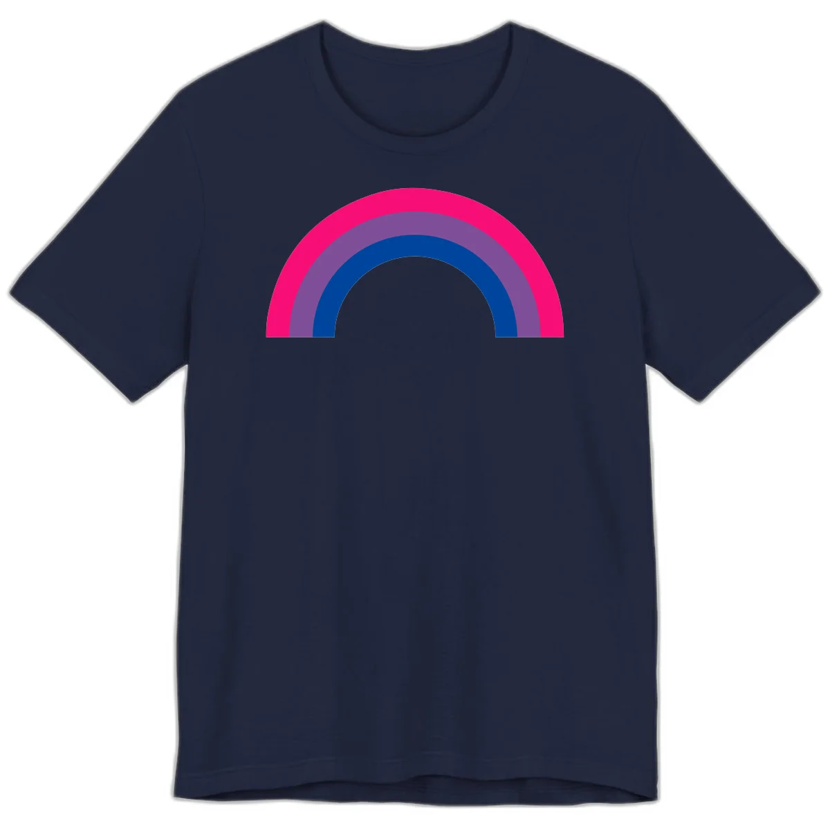 Concentric rainbow pride design featuring four nested semicircular arcs in hot pink, purple, dark blue, and gray. in Navy