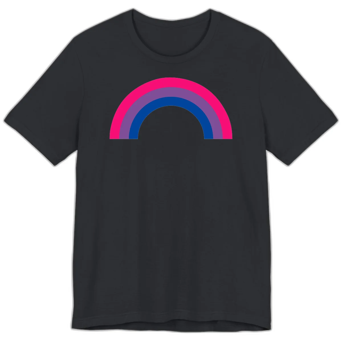 Concentric rainbow pride design featuring four nested semicircular arcs in hot pink, purple, dark blue, and gray. in Vintage Black