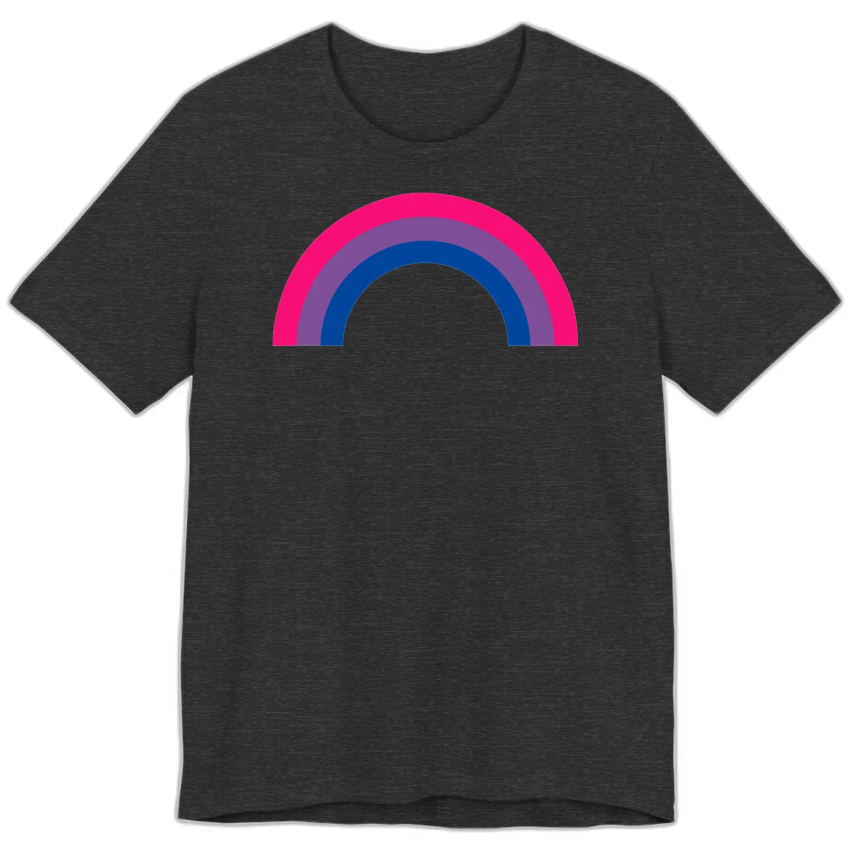 Concentric rainbow pride design featuring four nested semicircular arcs in hot pink, purple, dark blue, and gray. in Dark Grey Heather