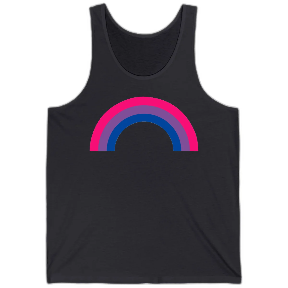 Concentric rainbow pride design featuring four nested semicircular arcs in hot pink, purple, dark blue, and gray. in Dark Grey