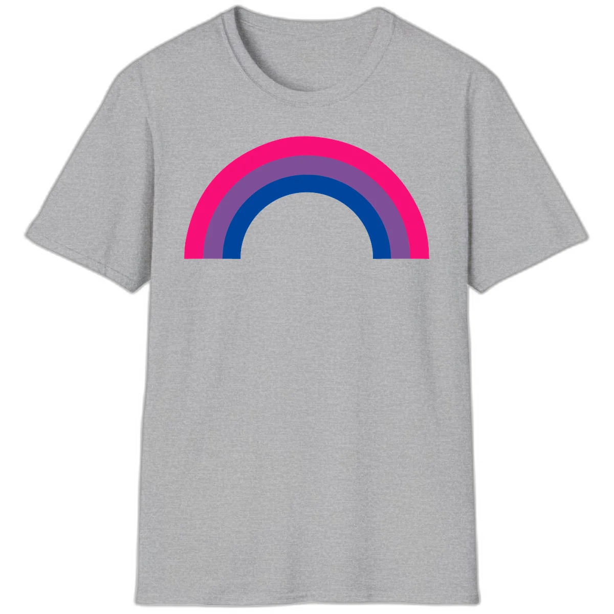 Concentric rainbow pride design featuring four nested semicircular arcs in hot pink, purple, dark blue, and gray. in Sport Grey