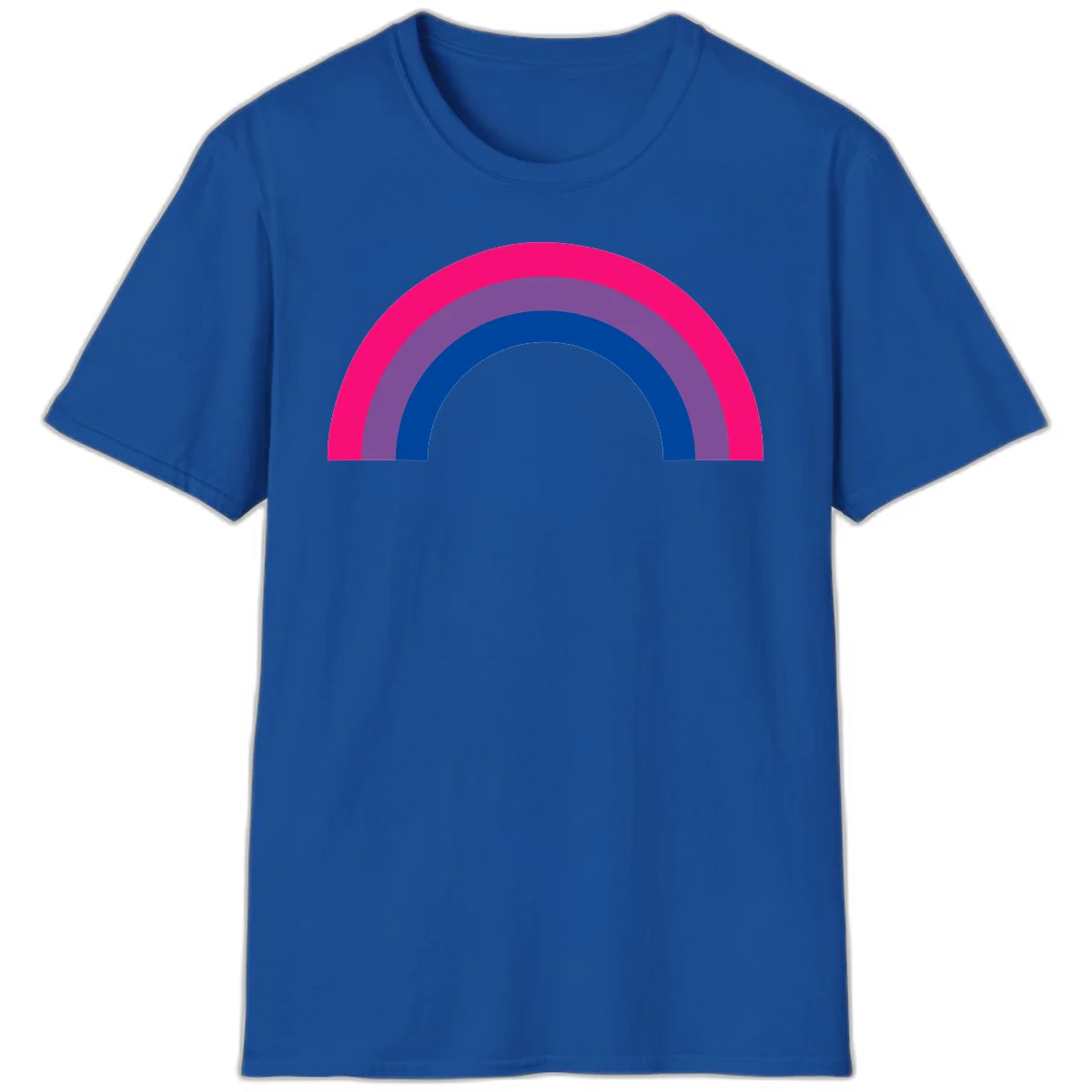 Concentric rainbow pride design featuring four nested semicircular arcs in hot pink, purple, dark blue, and gray. in Royal