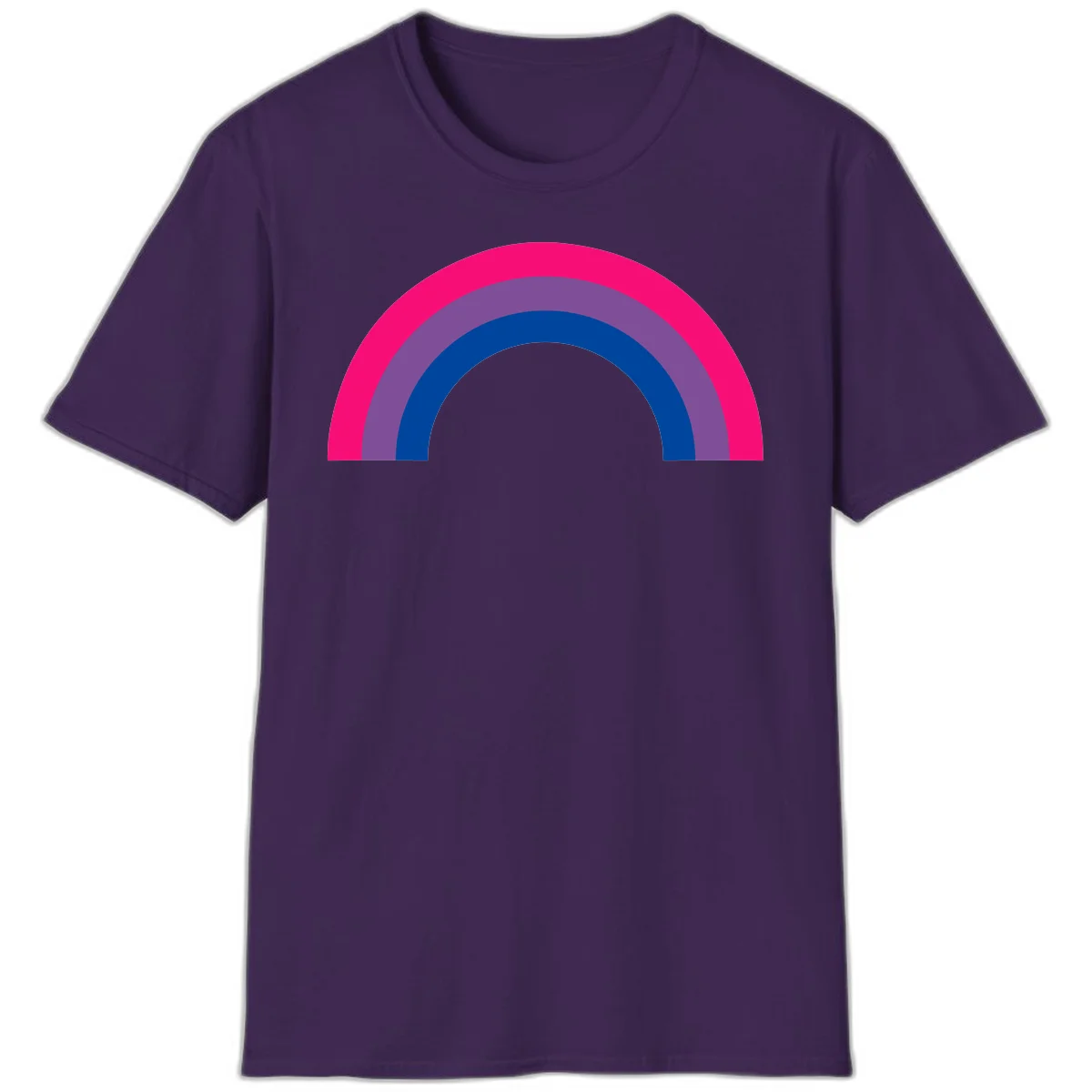 Concentric rainbow pride design featuring four nested semicircular arcs in hot pink, purple, dark blue, and gray. in Purple
