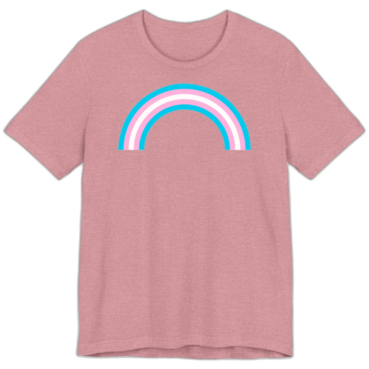 Pastel rainbow arch with five concentric curved bands in cyan, pink, and white on gray background in Heather Orchid