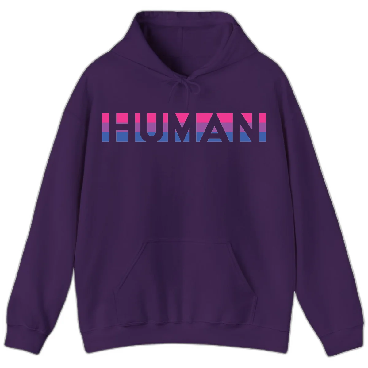 Human pride stripes design with magenta, purple, and blue horizontal color blocks spelling HUMAN text in Purple