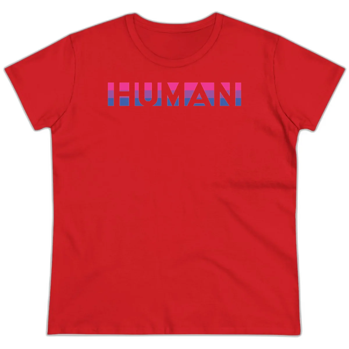 Human pride stripes design with magenta, purple, and blue horizontal color blocks spelling HUMAN text in Red