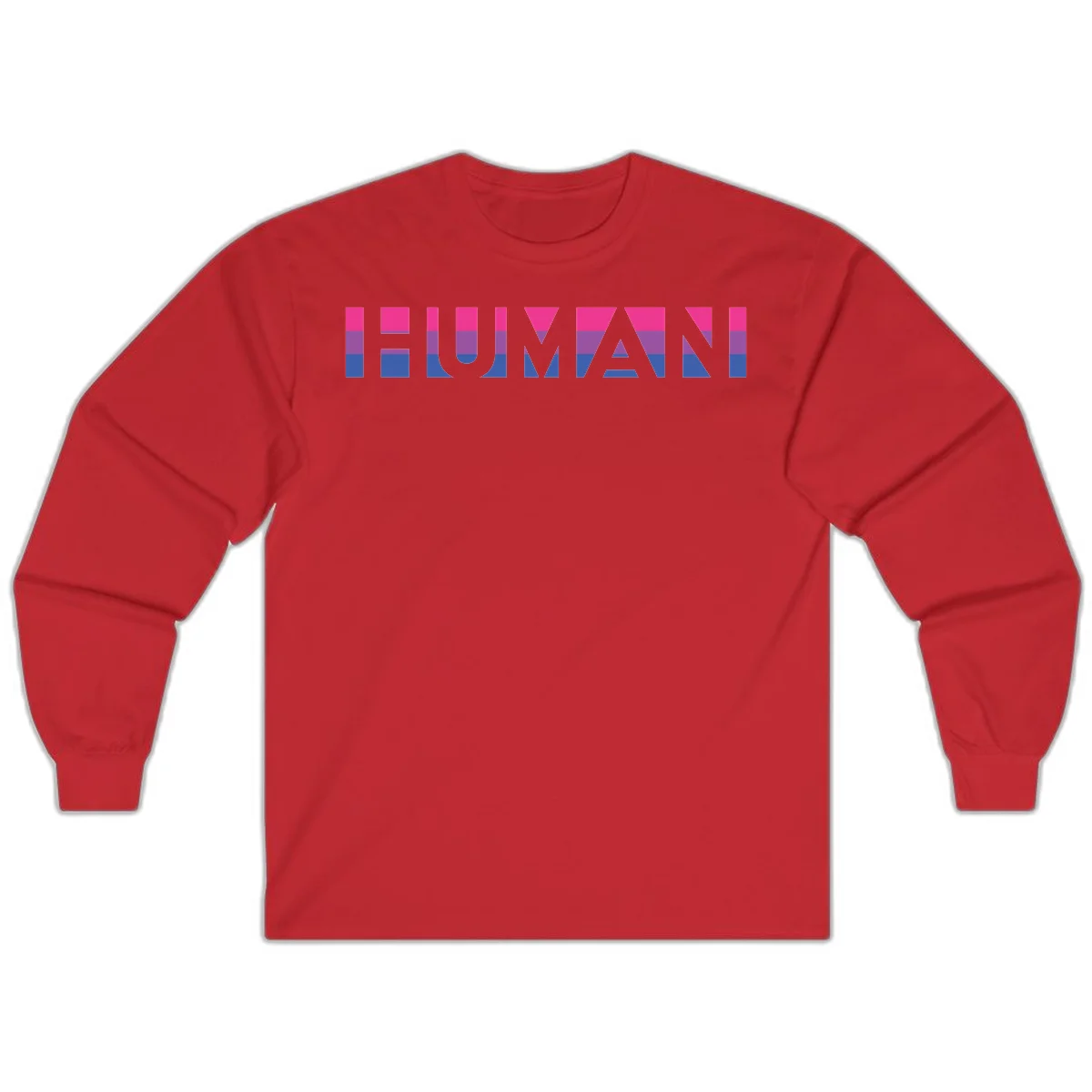Human pride stripes design with magenta, purple, and blue horizontal color blocks spelling HUMAN text in Red