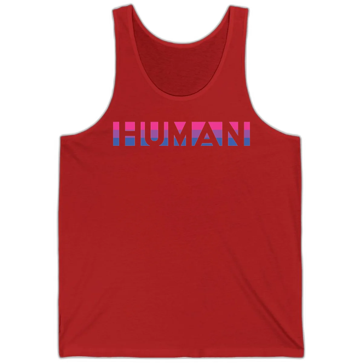Human pride stripes design with magenta, purple, and blue horizontal color blocks spelling HUMAN text in Red
