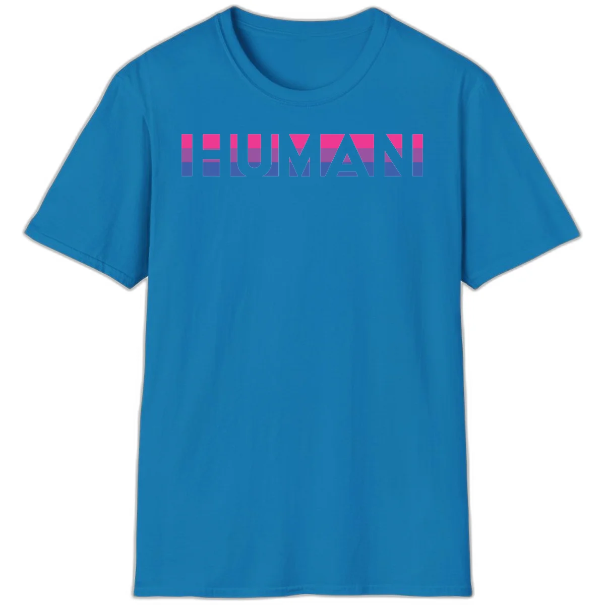 Human pride stripes design with magenta, purple, and blue horizontal color blocks spelling HUMAN text in Sapphire