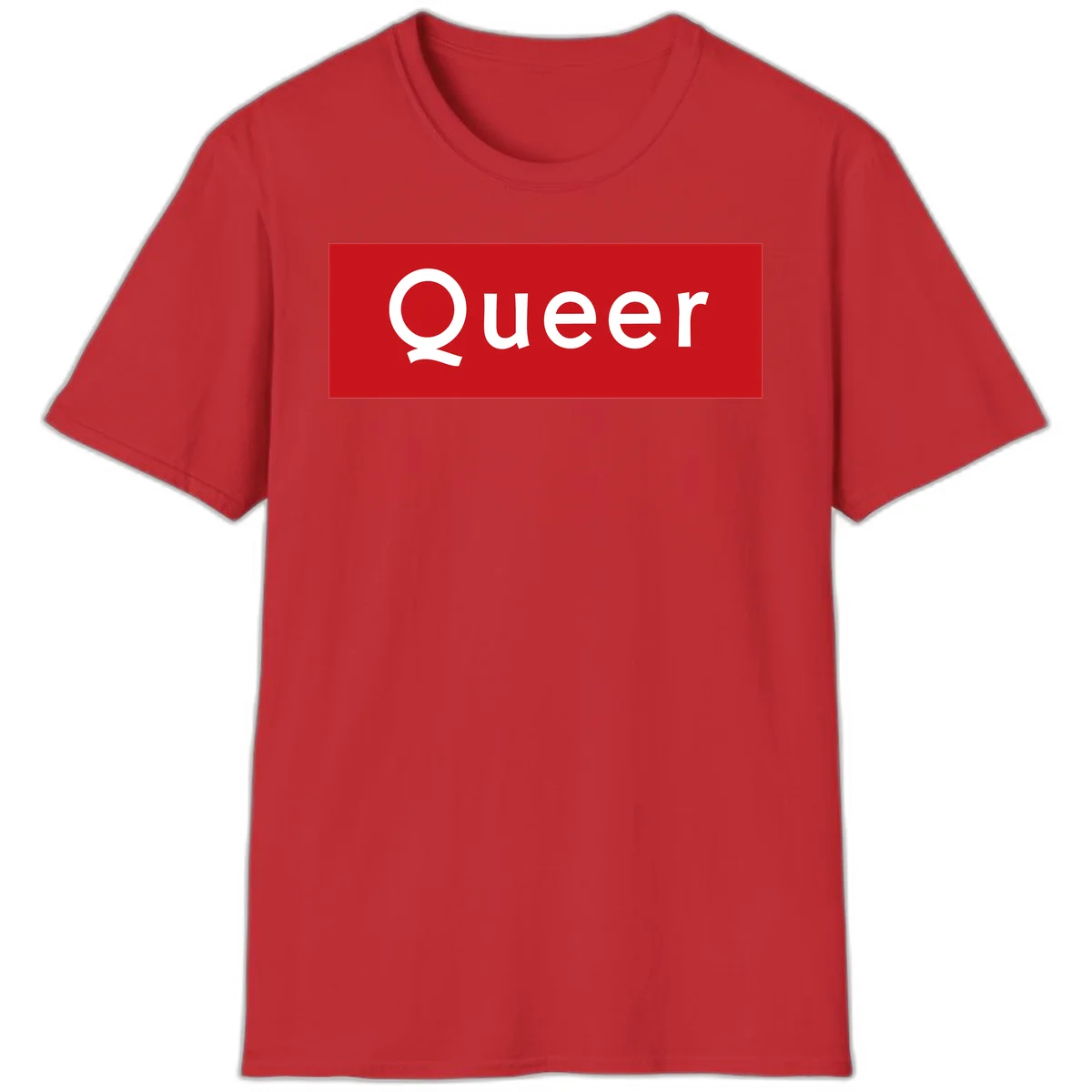 Bold white 'Queer' text on bright red background - a powerful queer pride statement design in Red