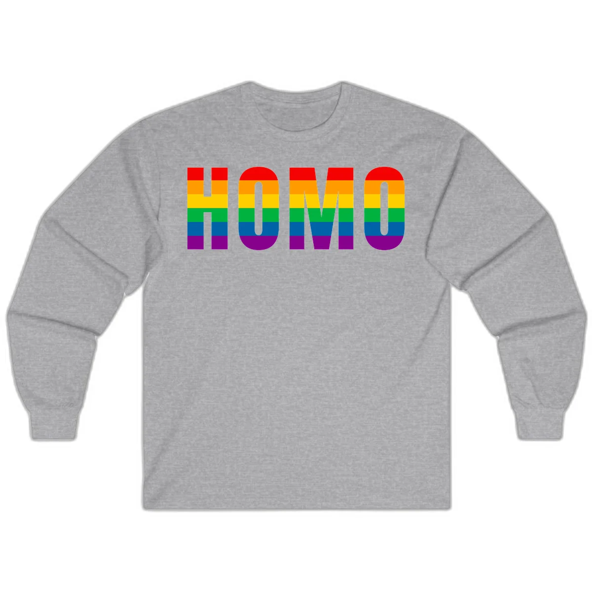 Love is love rainbow pride design with letters filled in rainbow flag stripes against gray background in Sport Grey