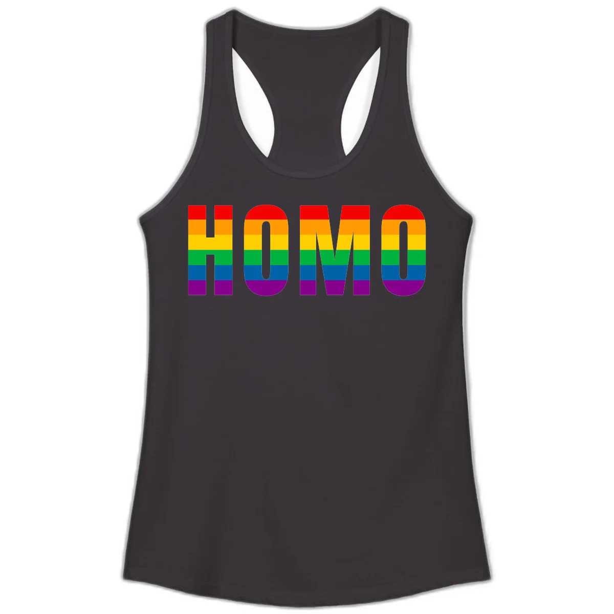 Love is love rainbow pride design with letters filled in rainbow flag stripes against gray background in Black
