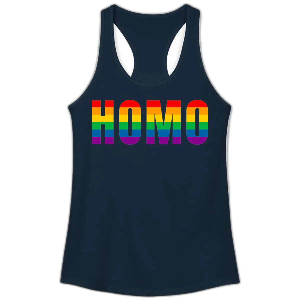 Love is love rainbow pride design with letters filled in rainbow flag stripes against gray background in Solid Midnight Navy