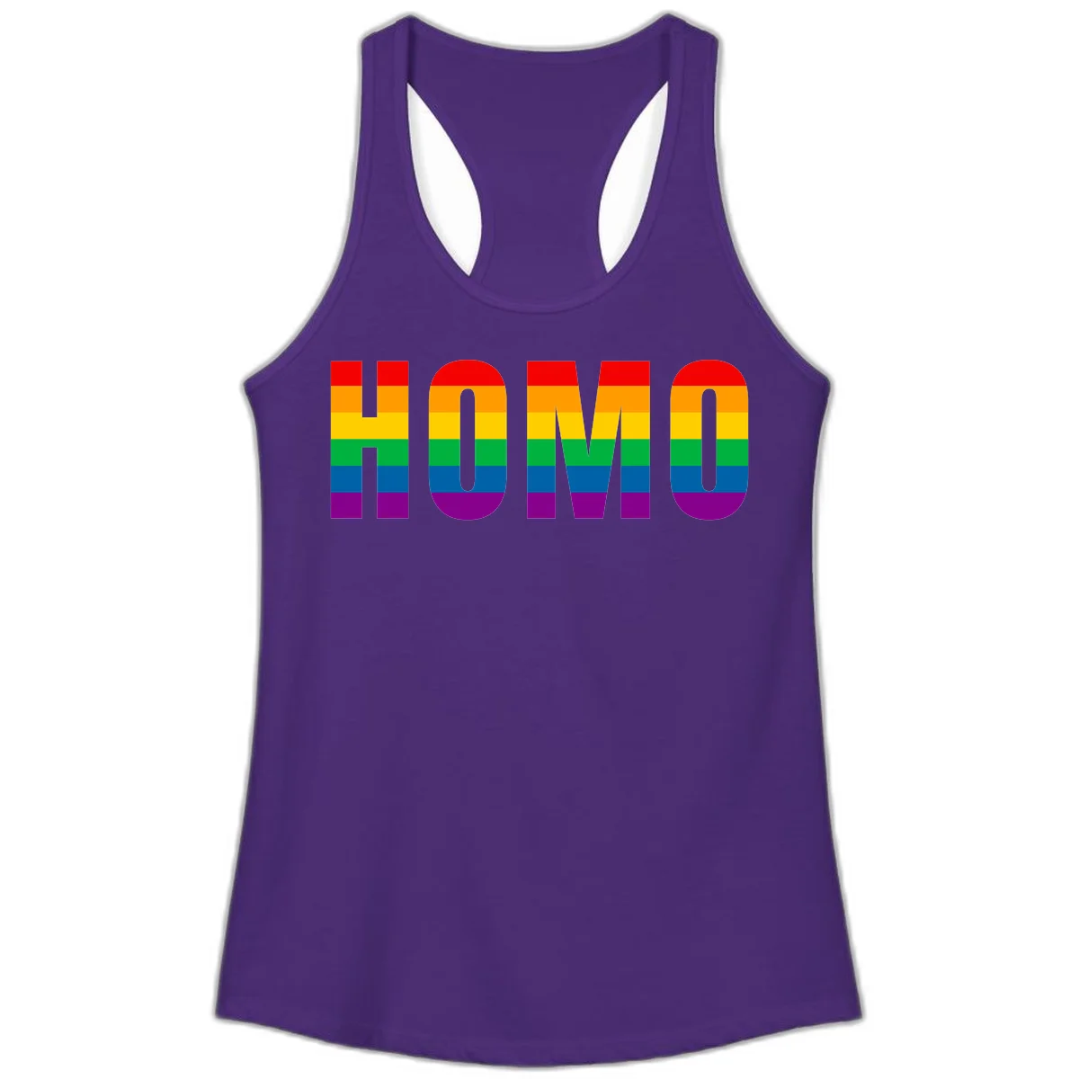 Love is love rainbow pride design with letters filled in rainbow flag stripes against gray background in Solid Purple Rush