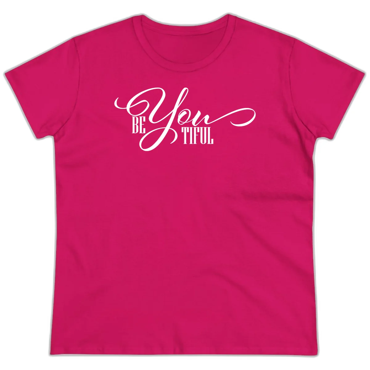 Elegant white typography reading 'BE YOU THRILL' with decorative script and serif lettering on gray background in Heliconia