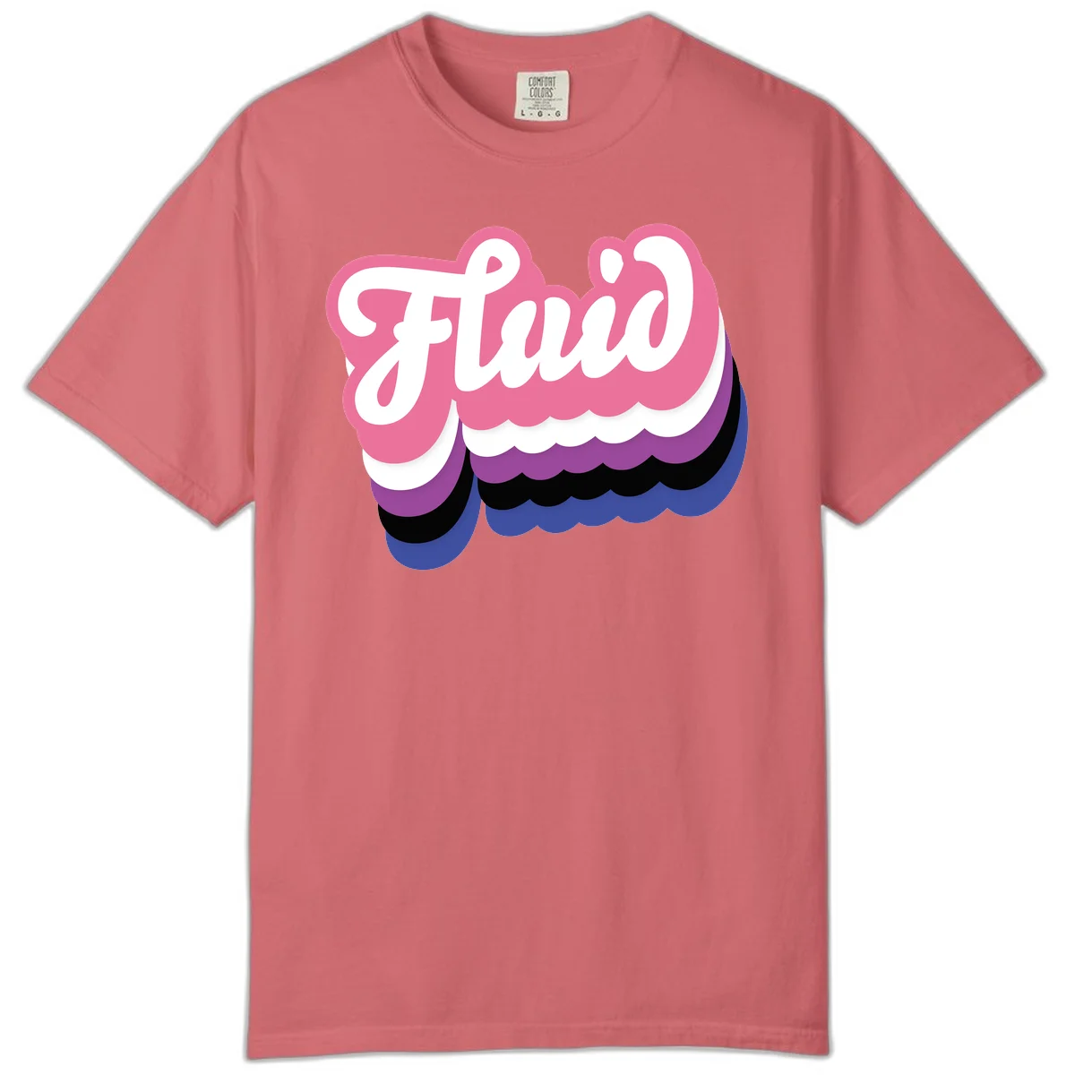 Slay pride clouds design: white script text 'Slay' layered over multicolored scalloped cloud shapes in pink, purple, black, and blue gradient in Watermelon