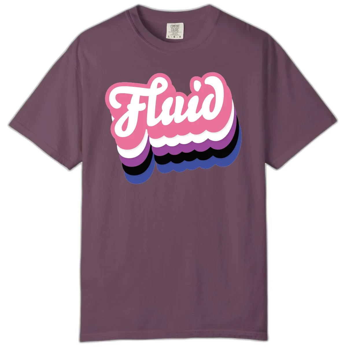 Slay pride clouds design: white script text 'Slay' layered over multicolored scalloped cloud shapes in pink, purple, black, and blue gradient in Berry