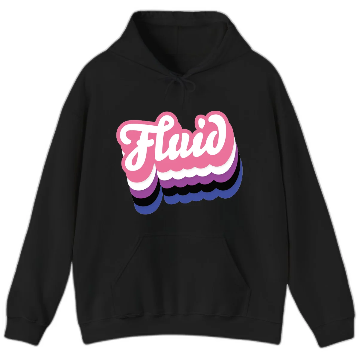 Slay pride clouds design: white script text 'Slay' layered over multicolored scalloped cloud shapes in pink, purple, black, and blue gradient in Black