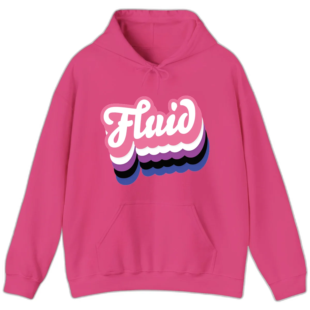 Slay pride clouds design: white script text 'Slay' layered over multicolored scalloped cloud shapes in pink, purple, black, and blue gradient in Heliconia