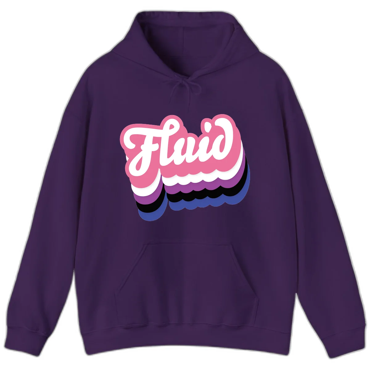 Slay pride clouds design: white script text 'Slay' layered over multicolored scalloped cloud shapes in pink, purple, black, and blue gradient in Purple