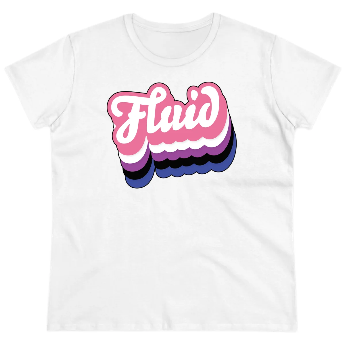 Slay pride clouds design: white script text 'Slay' layered over multicolored scalloped cloud shapes in pink, purple, black, and blue gradient in White
