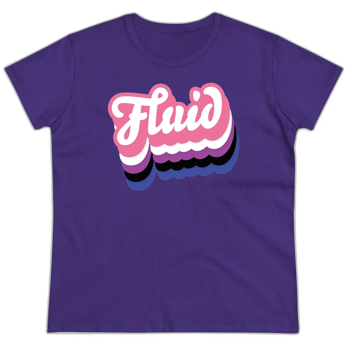 Slay pride clouds design: white script text 'Slay' layered over multicolored scalloped cloud shapes in pink, purple, black, and blue gradient in Purple