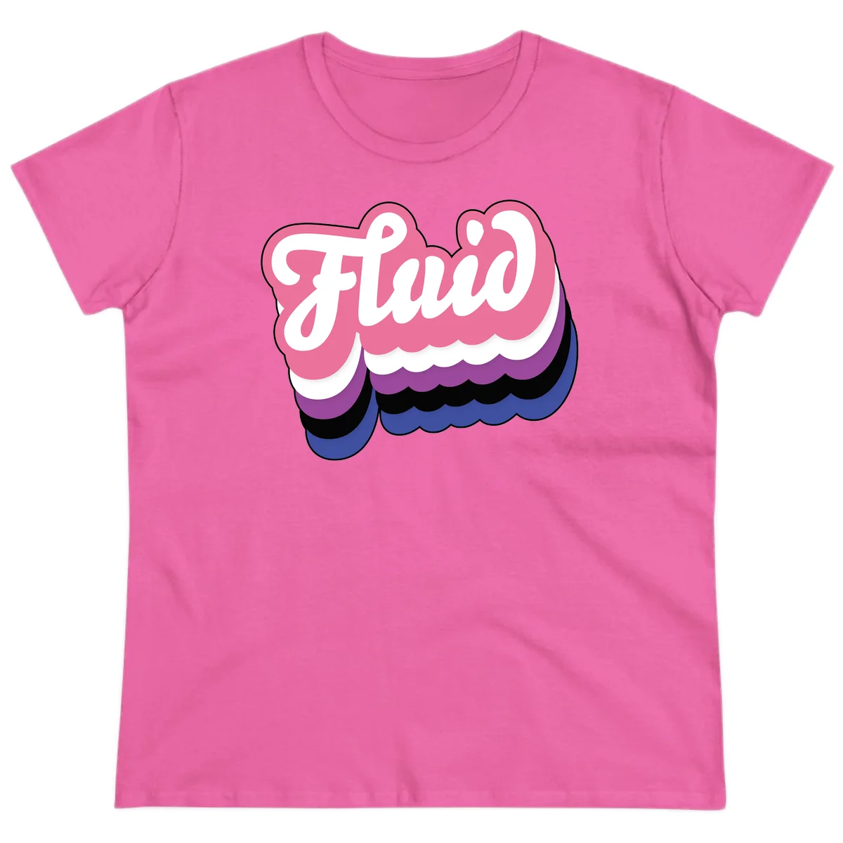 Slay pride clouds design: white script text 'Slay' layered over multicolored scalloped cloud shapes in pink, purple, black, and blue gradient in Azalea