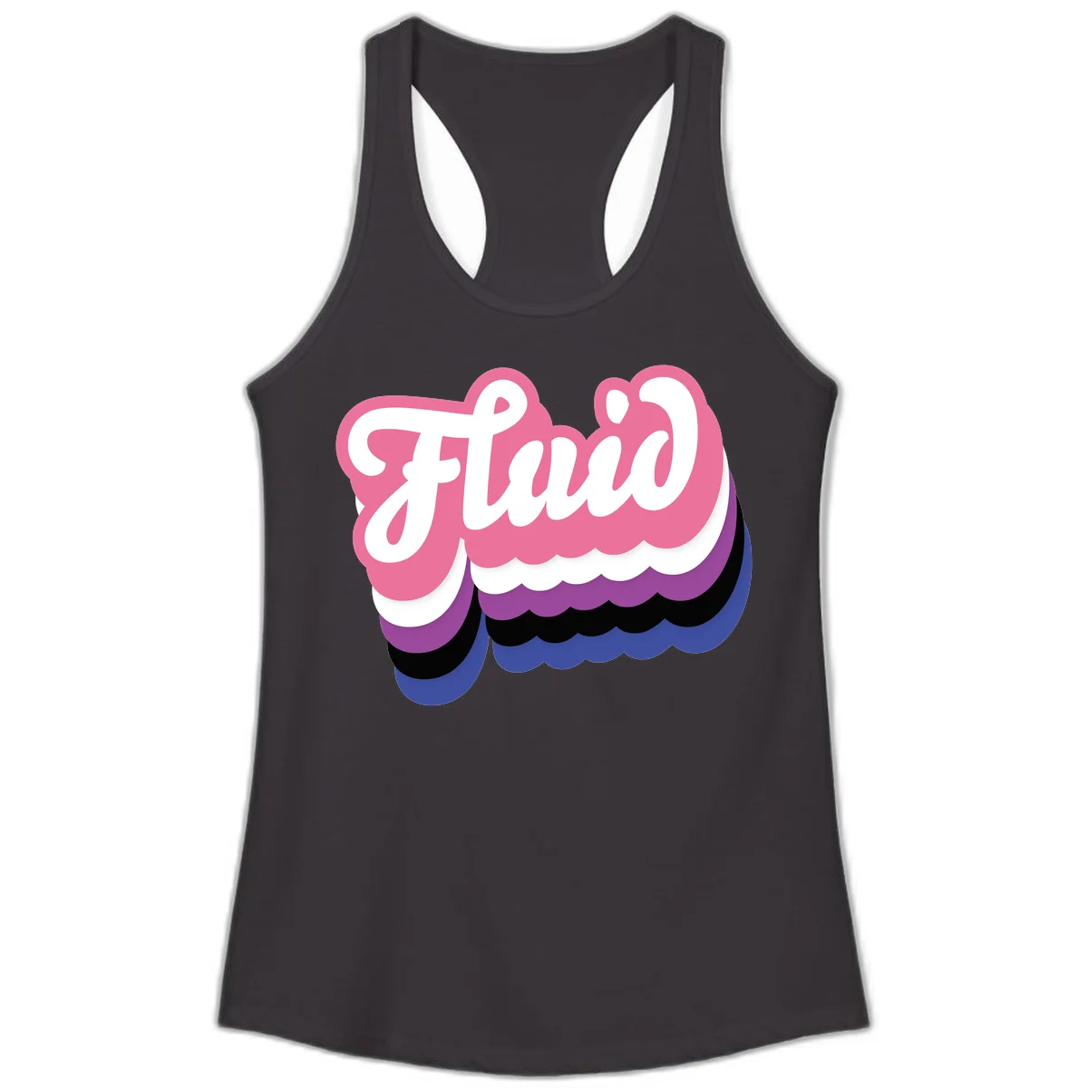 Slay pride clouds design: white script text 'Slay' layered over multicolored scalloped cloud shapes in pink, purple, black, and blue gradient in Black