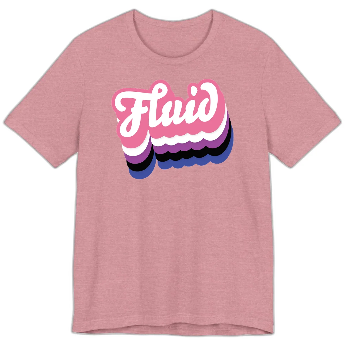 Slay pride clouds design: white script text 'Slay' layered over multicolored scalloped cloud shapes in pink, purple, black, and blue gradient in Heather Orchid