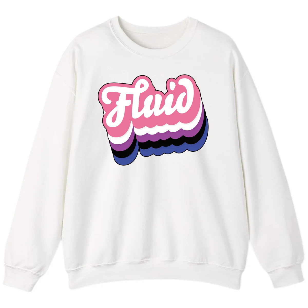 Slay pride clouds design: white script text 'Slay' layered over multicolored scalloped cloud shapes in pink, purple, black, and blue gradient in White