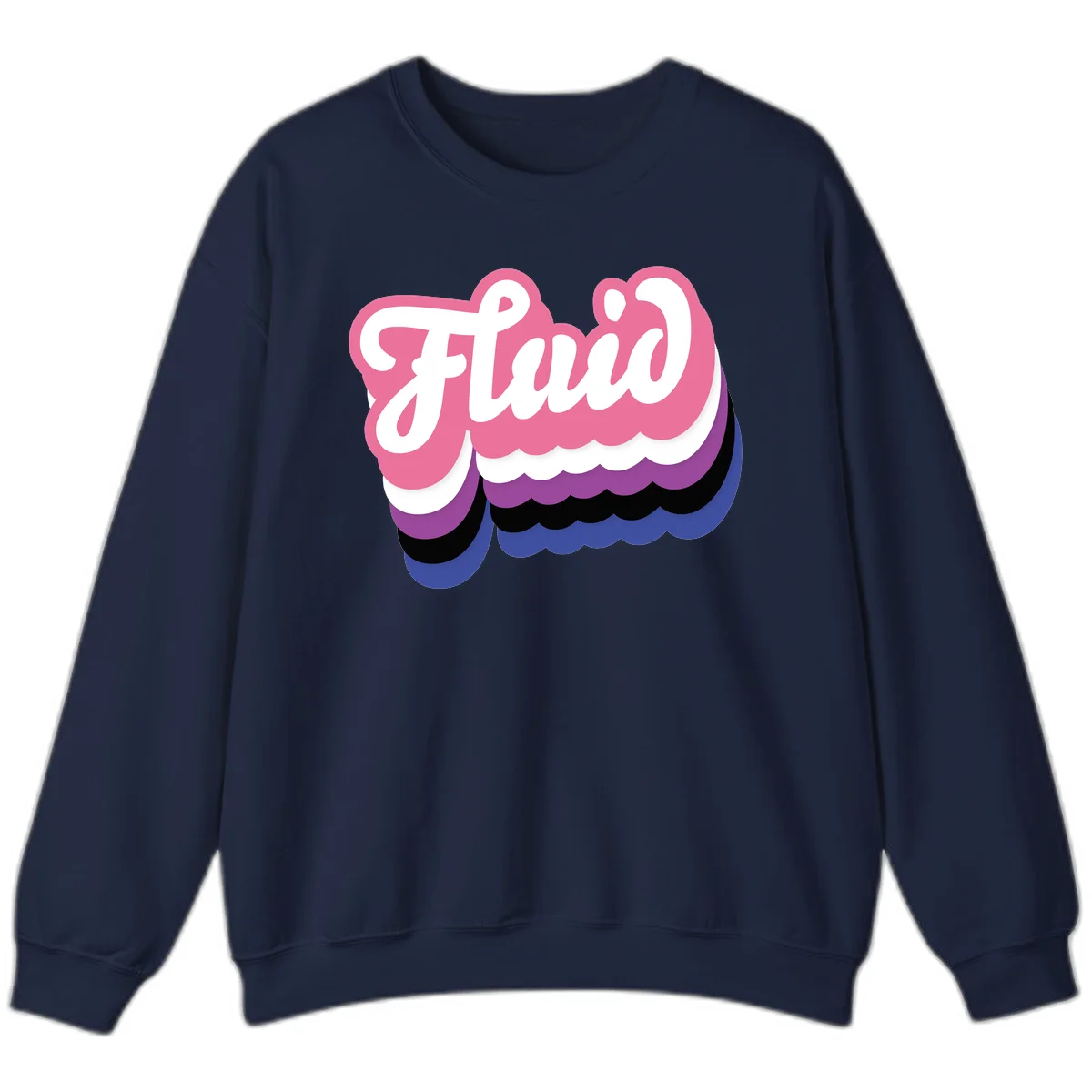 Slay pride clouds design: white script text 'Slay' layered over multicolored scalloped cloud shapes in pink, purple, black, and blue gradient in Navy