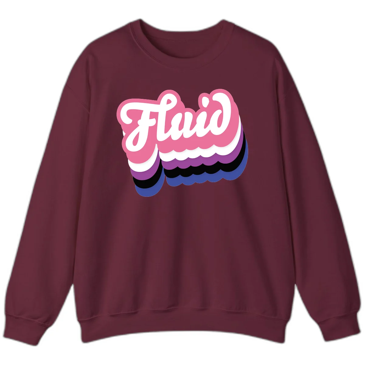 Slay pride clouds design: white script text 'Slay' layered over multicolored scalloped cloud shapes in pink, purple, black, and blue gradient in Maroon