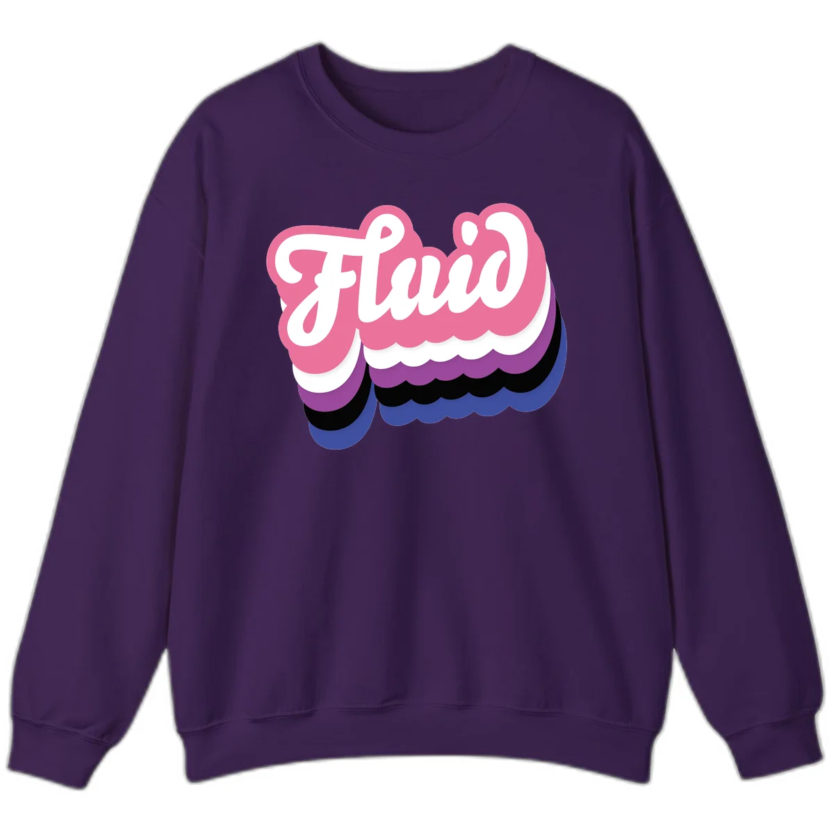 Slay pride clouds design: white script text 'Slay' layered over multicolored scalloped cloud shapes in pink, purple, black, and blue gradient in Purple