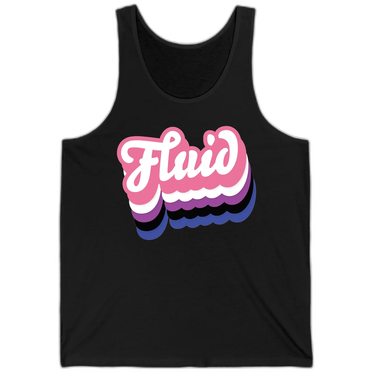 Slay pride clouds design: white script text 'Slay' layered over multicolored scalloped cloud shapes in pink, purple, black, and blue gradient in Black