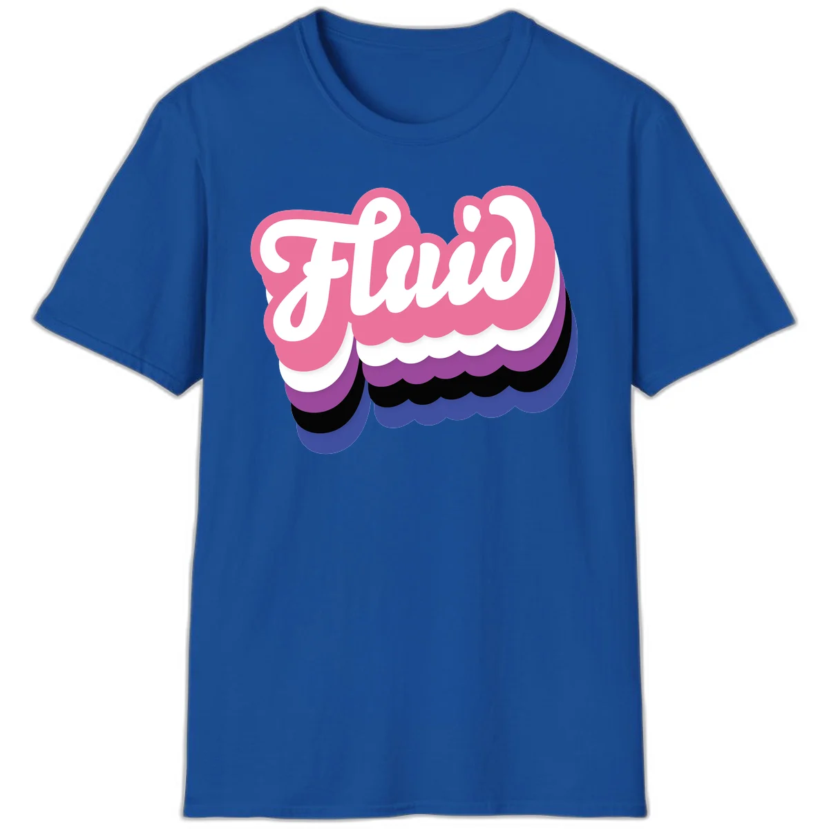 Slay pride clouds design: white script text 'Slay' layered over multicolored scalloped cloud shapes in pink, purple, black, and blue gradient in Royal