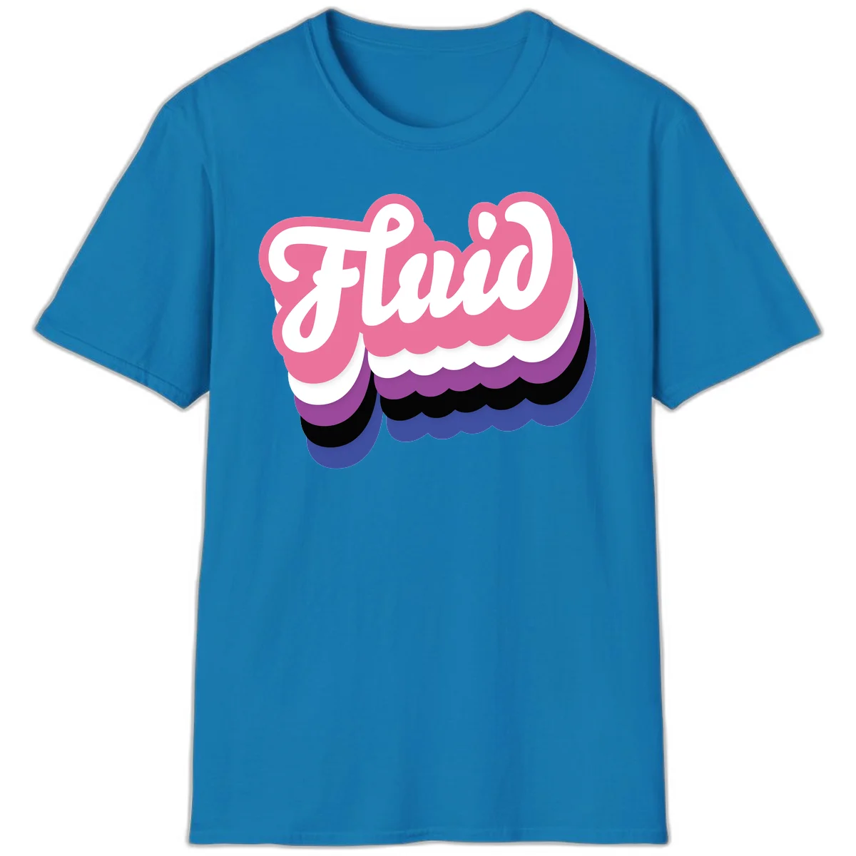 Slay pride clouds design: white script text 'Slay' layered over multicolored scalloped cloud shapes in pink, purple, black, and blue gradient in Sapphire