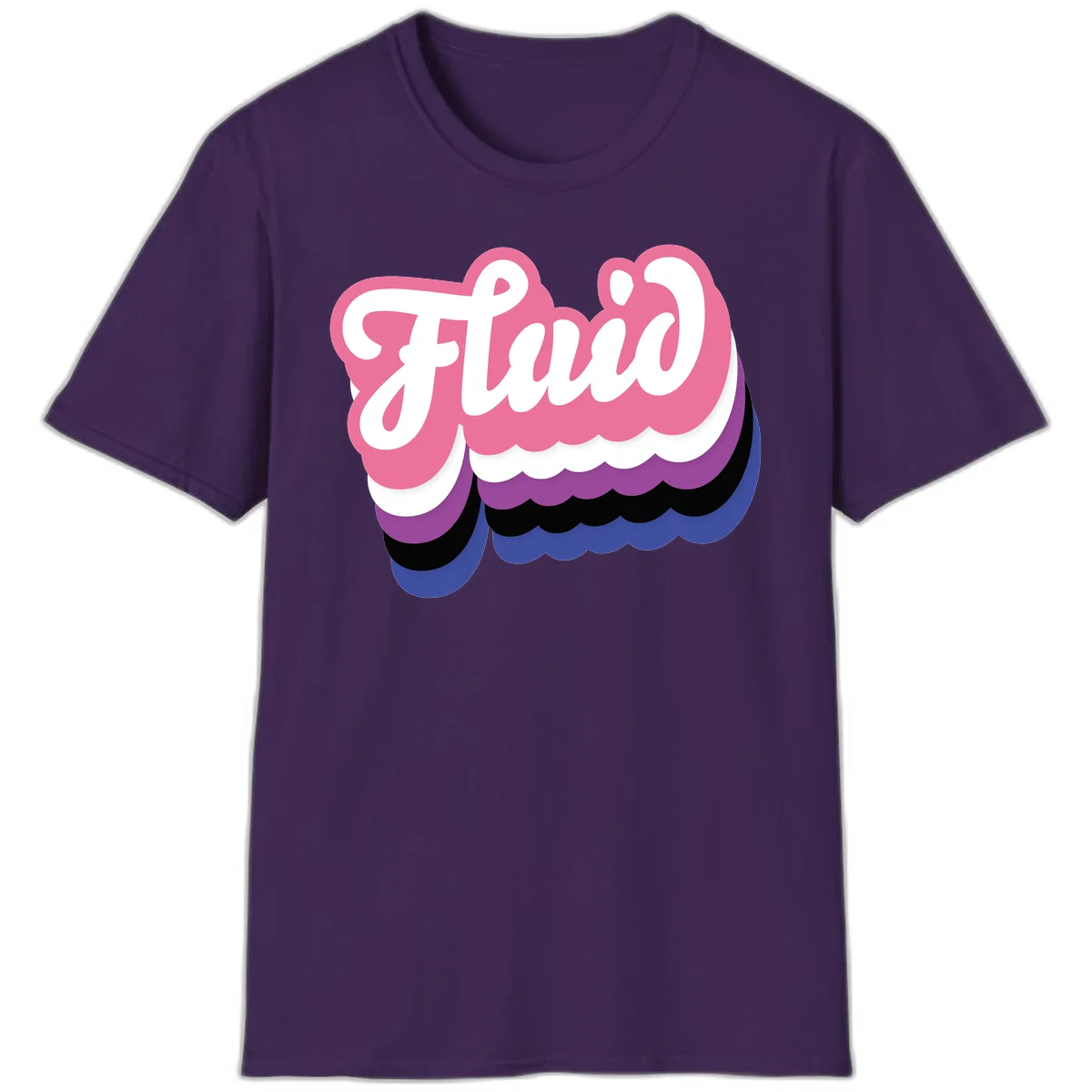 Slay pride clouds design: white script text 'Slay' layered over multicolored scalloped cloud shapes in pink, purple, black, and blue gradient in Purple