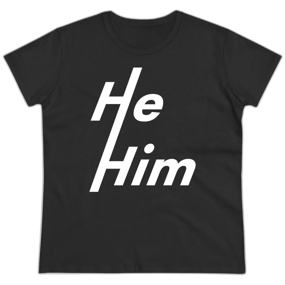 Minimalist design with hashtag symbol and 'e.Him' text in white on gray background, promoting he/him pronoun visibility and pride in Black