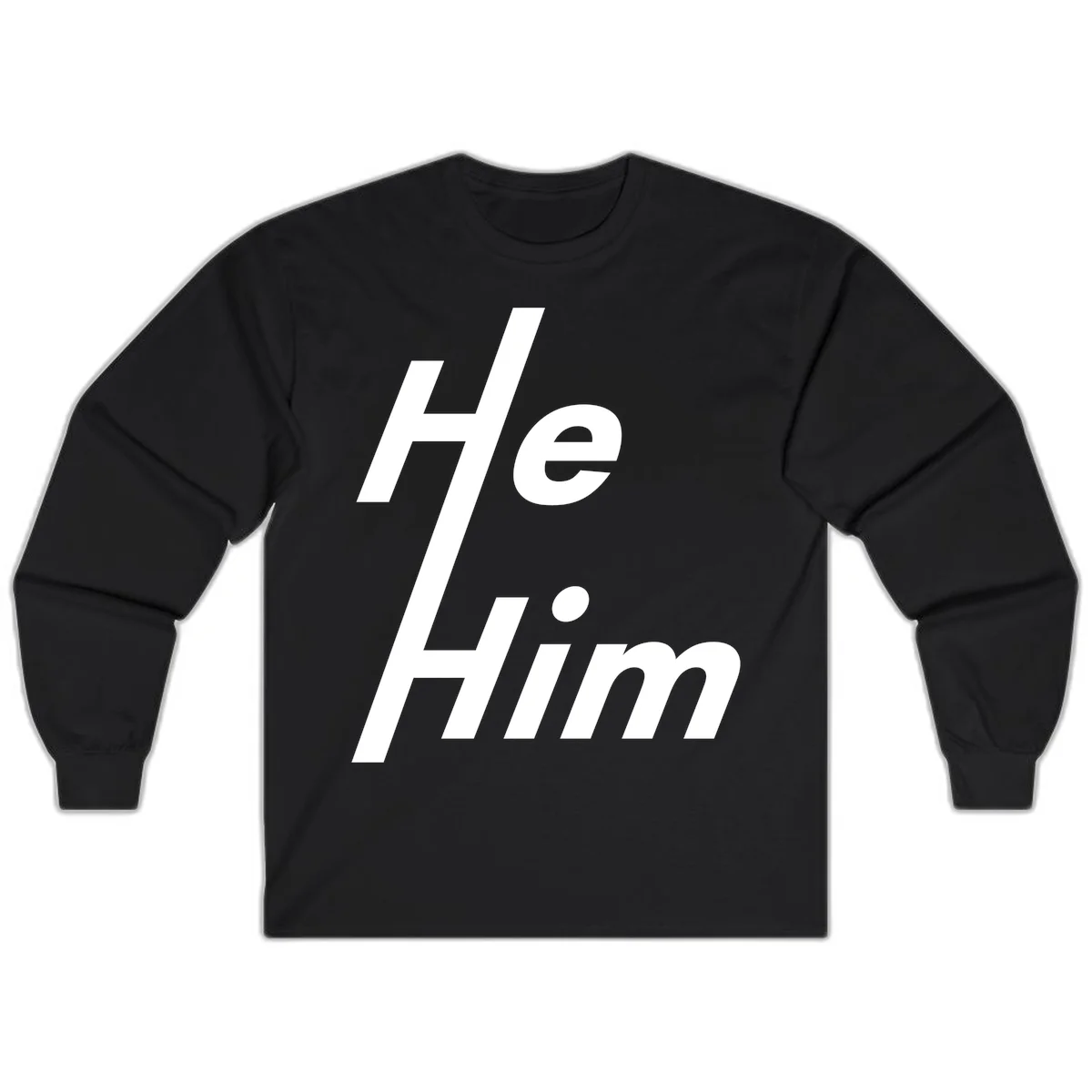 Minimalist design with hashtag symbol and 'e.Him' text in white on gray background, promoting he/him pronoun visibility and pride in Black