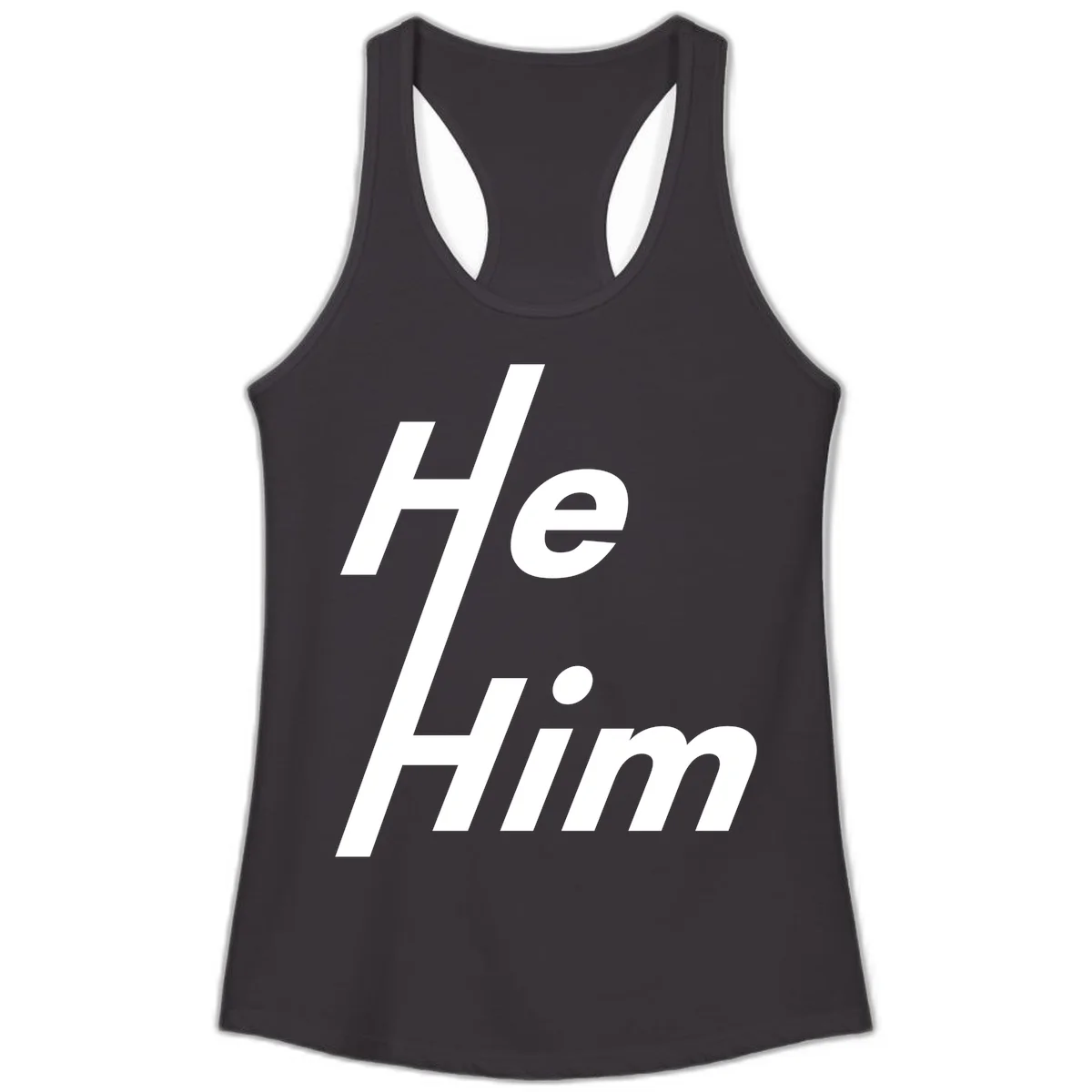 Minimalist design with hashtag symbol and 'e.Him' text in white on gray background, promoting he/him pronoun visibility and pride in Black