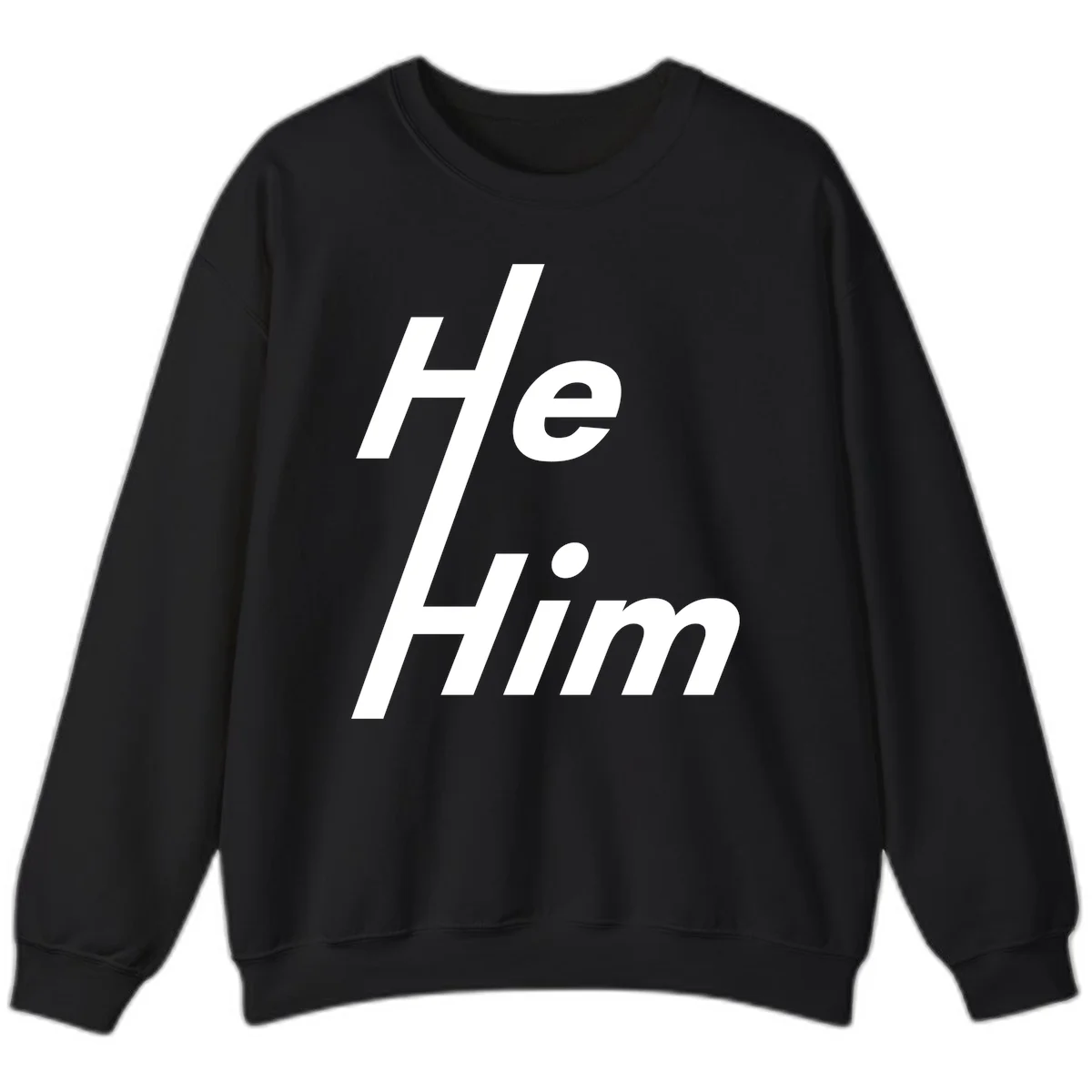 Minimalist design with hashtag symbol and 'e.Him' text in white on gray background, promoting he/him pronoun visibility and pride in Black