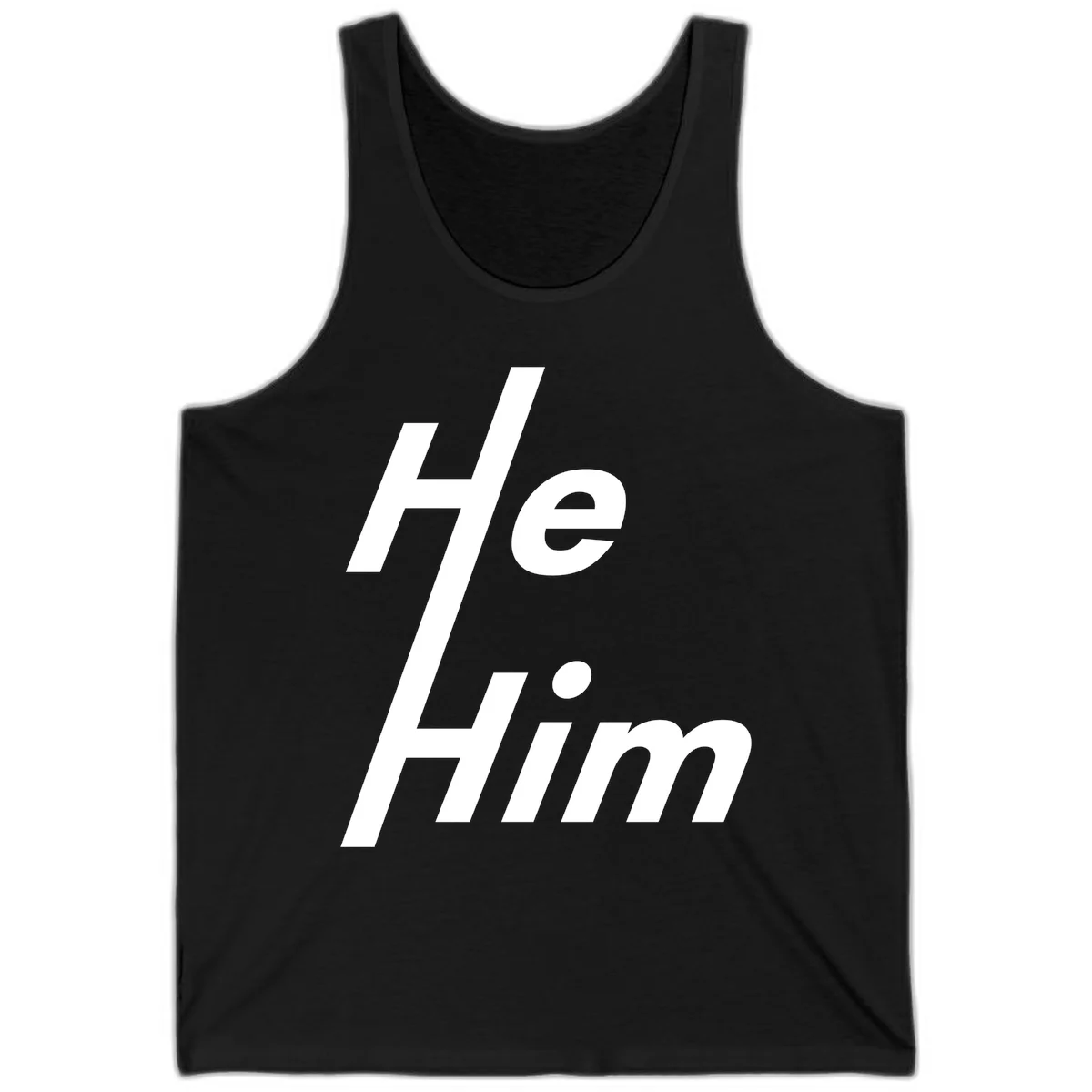 Minimalist design with hashtag symbol and 'e.Him' text in white on gray background, promoting he/him pronoun visibility and pride in Black