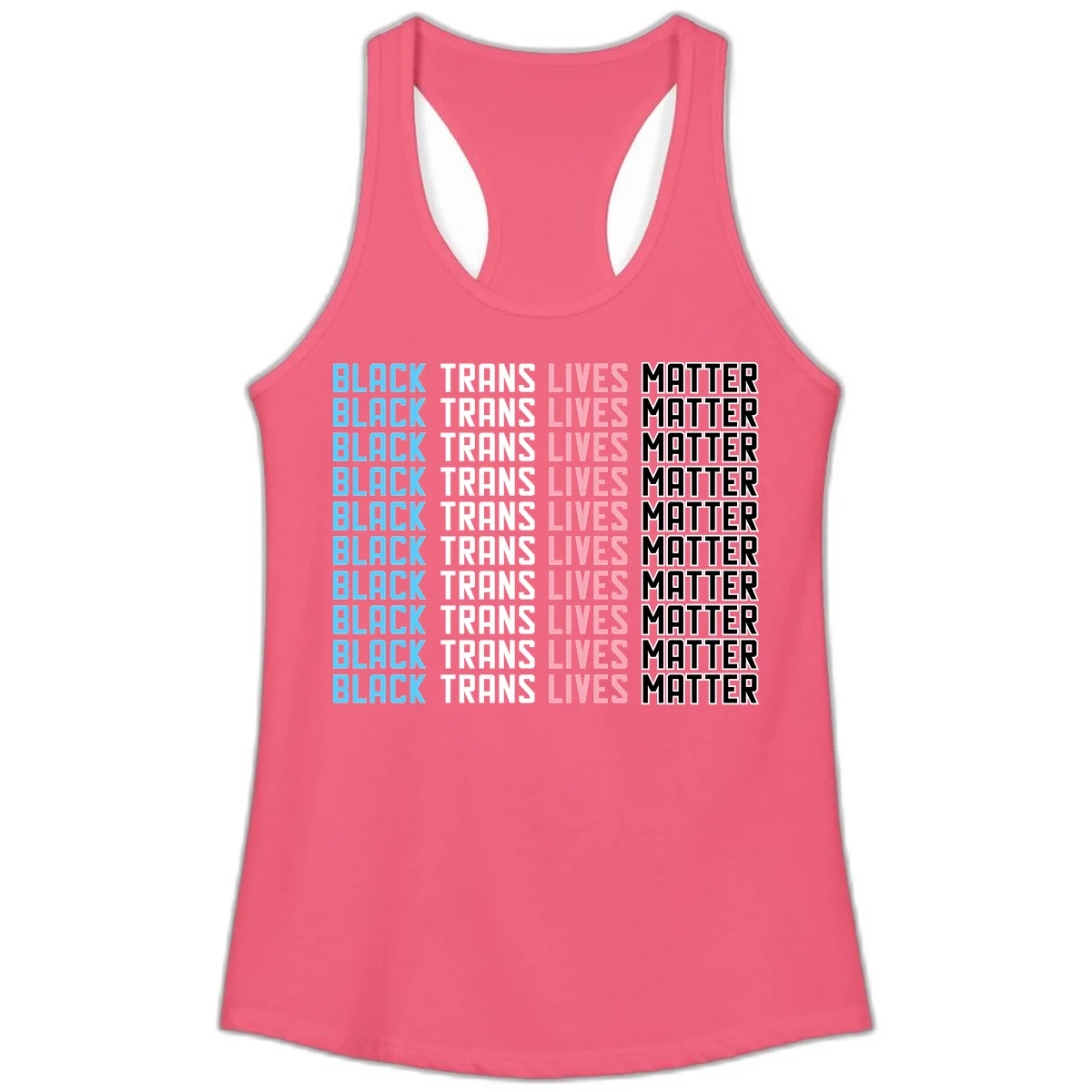 Black trans lives matter repeating text pattern in blue, white, pink and black on gray background in Hot Pink