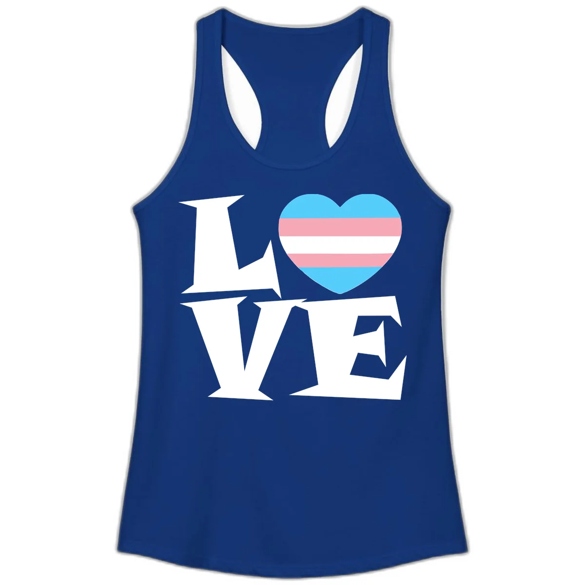 Trans pride heart with cyan, pink, and white stripes next to bold 'Love Wins' text on gray background in Solid Royal