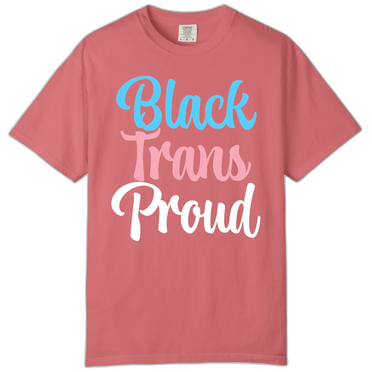 Block Tram Squad design with stacked text in cyan, pink, and white on gray background in Watermelon