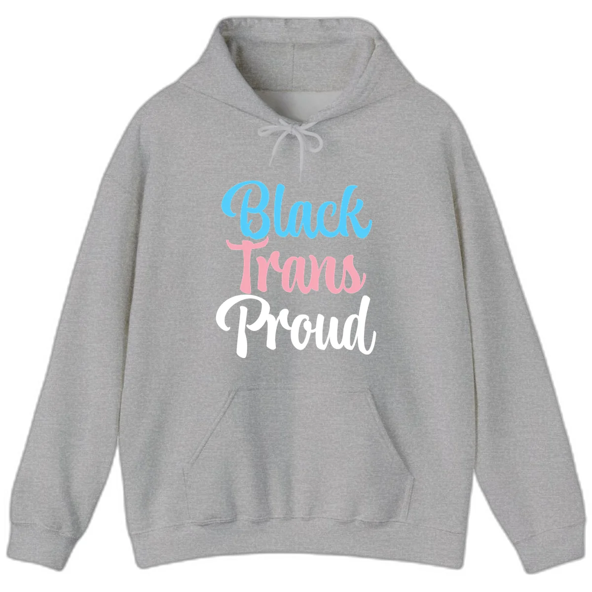 Block Tram Squad design with stacked text in cyan, pink, and white on gray background in Sport Grey