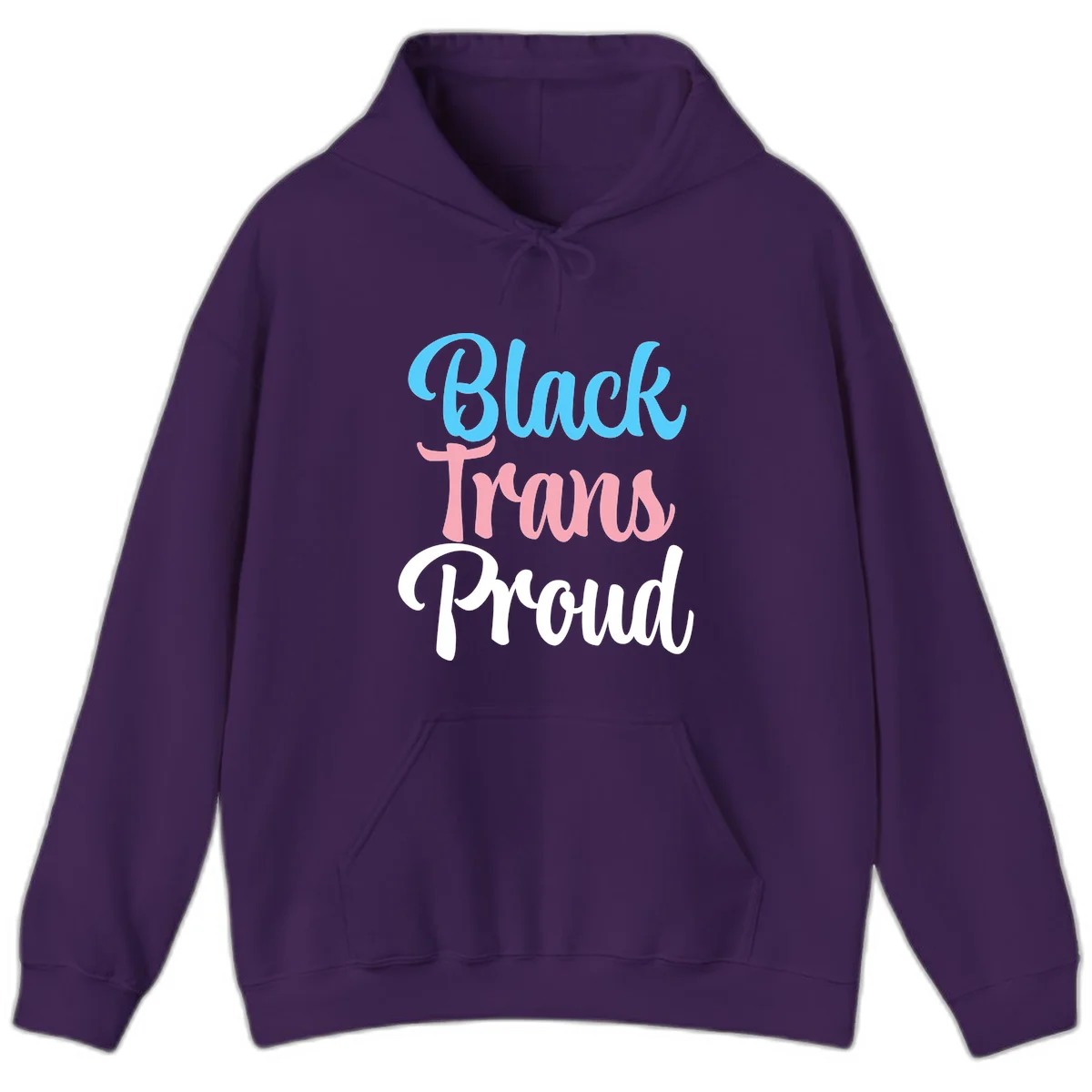 Block Tram Squad design with stacked text in cyan, pink, and white on gray background in Purple