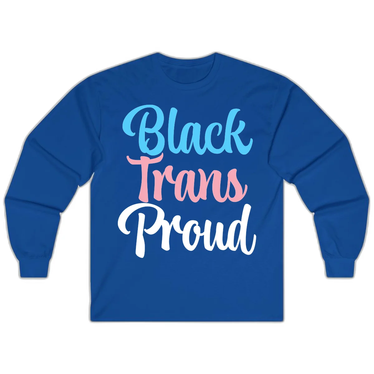Block Tram Squad design with stacked text in cyan, pink, and white on gray background in Royal