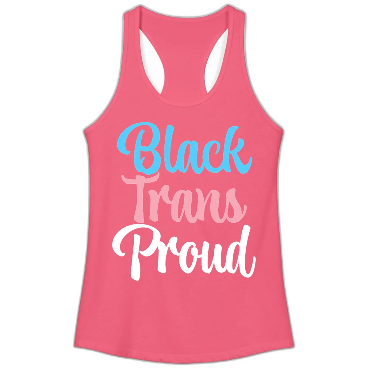 Block Tram Squad design with stacked text in cyan, pink, and white on gray background in Hot Pink